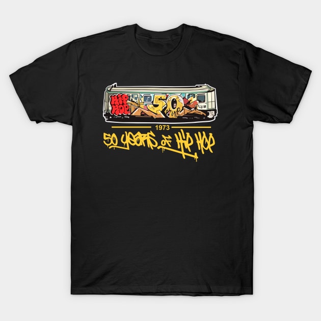 50 Years of Hip Hop 50th Anniversary Subway Graffiti T-Shirt by wattlose